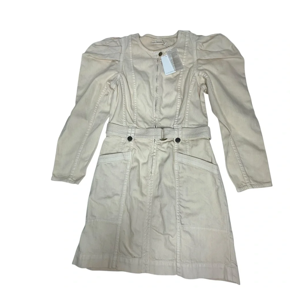 NWT Ulla Johnson Belted Cori Mini Denim Dress in Oat 4 - Picture 7 of 15